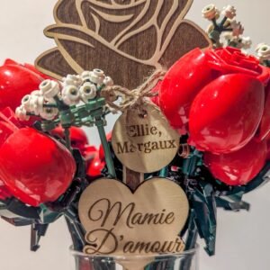 rose décorative en bois mamie d amour fleur personnalisée