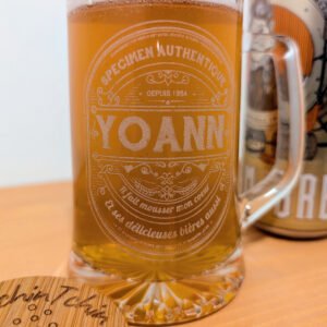 chope de biere personnalisee style brasserie avec prenom
